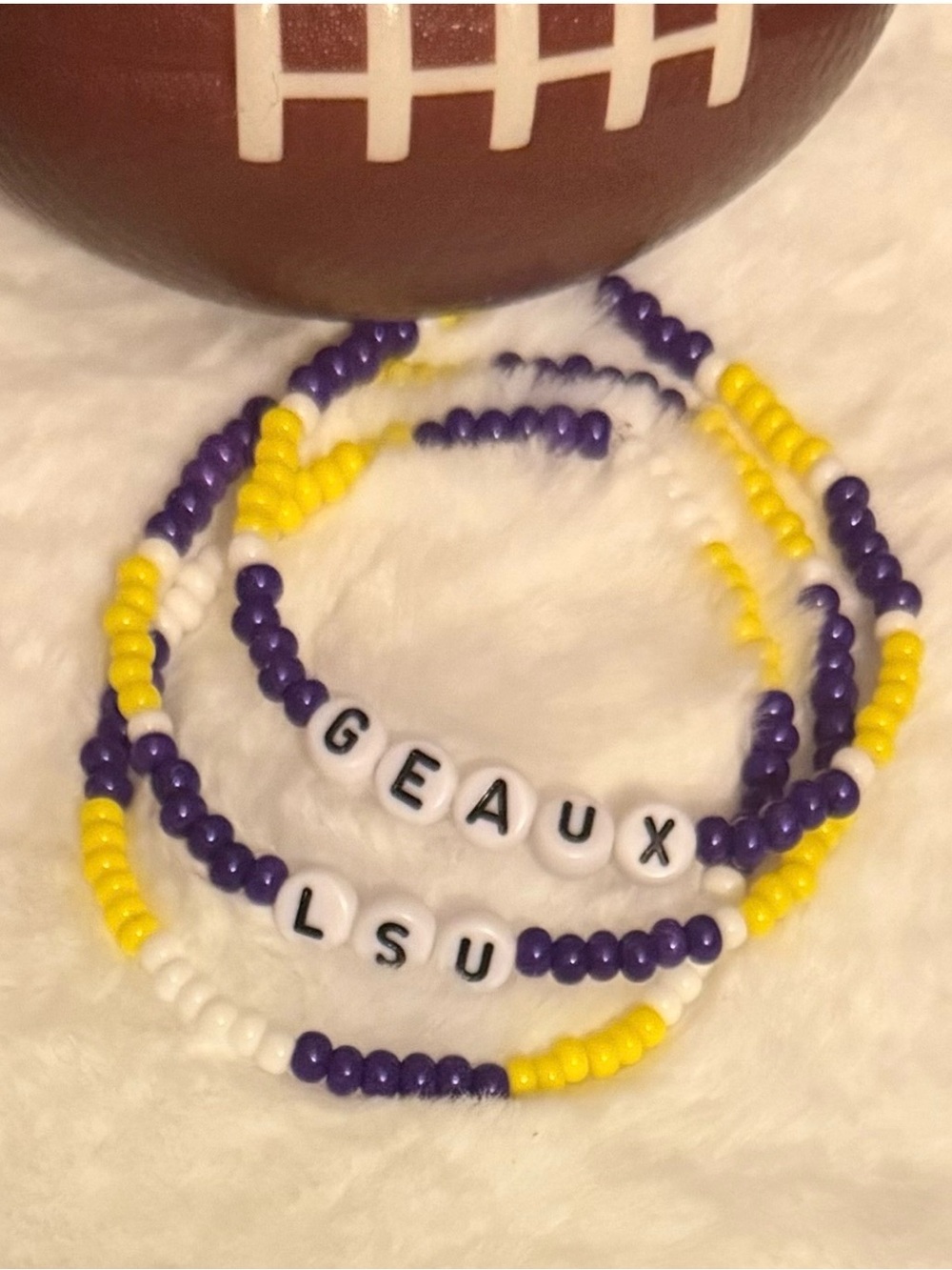 LSU Tigers 3-Piece Bracelet Stack | Purple & Gold | Preciosa Czech Glass Beads